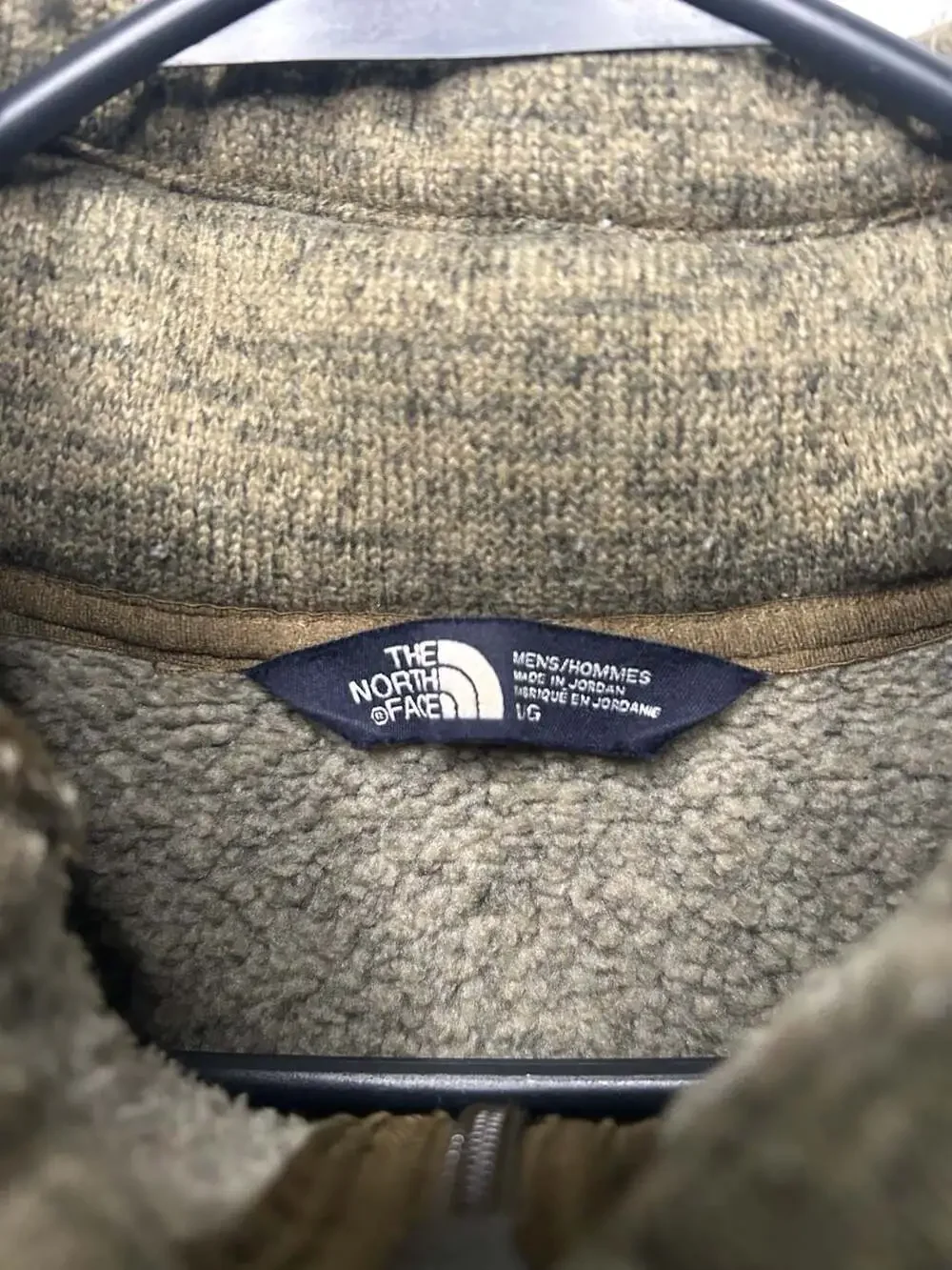The North Face Men's Olive Green Quarter-Zip Fleece Pullover Jacket Size Large